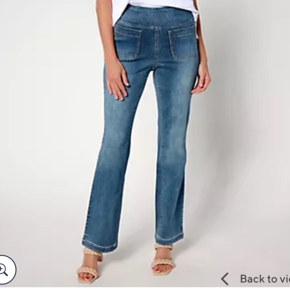 Belle by Kim Gravel petite tripleluxe denim baby boot cut jean